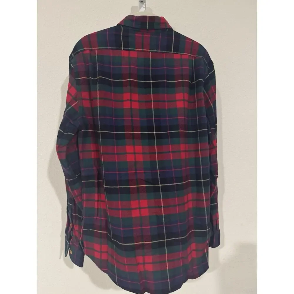 J. Crew Shirt Mens Medium Red Gray Mid-Weight Flannel Slim Cotton Lumberjack